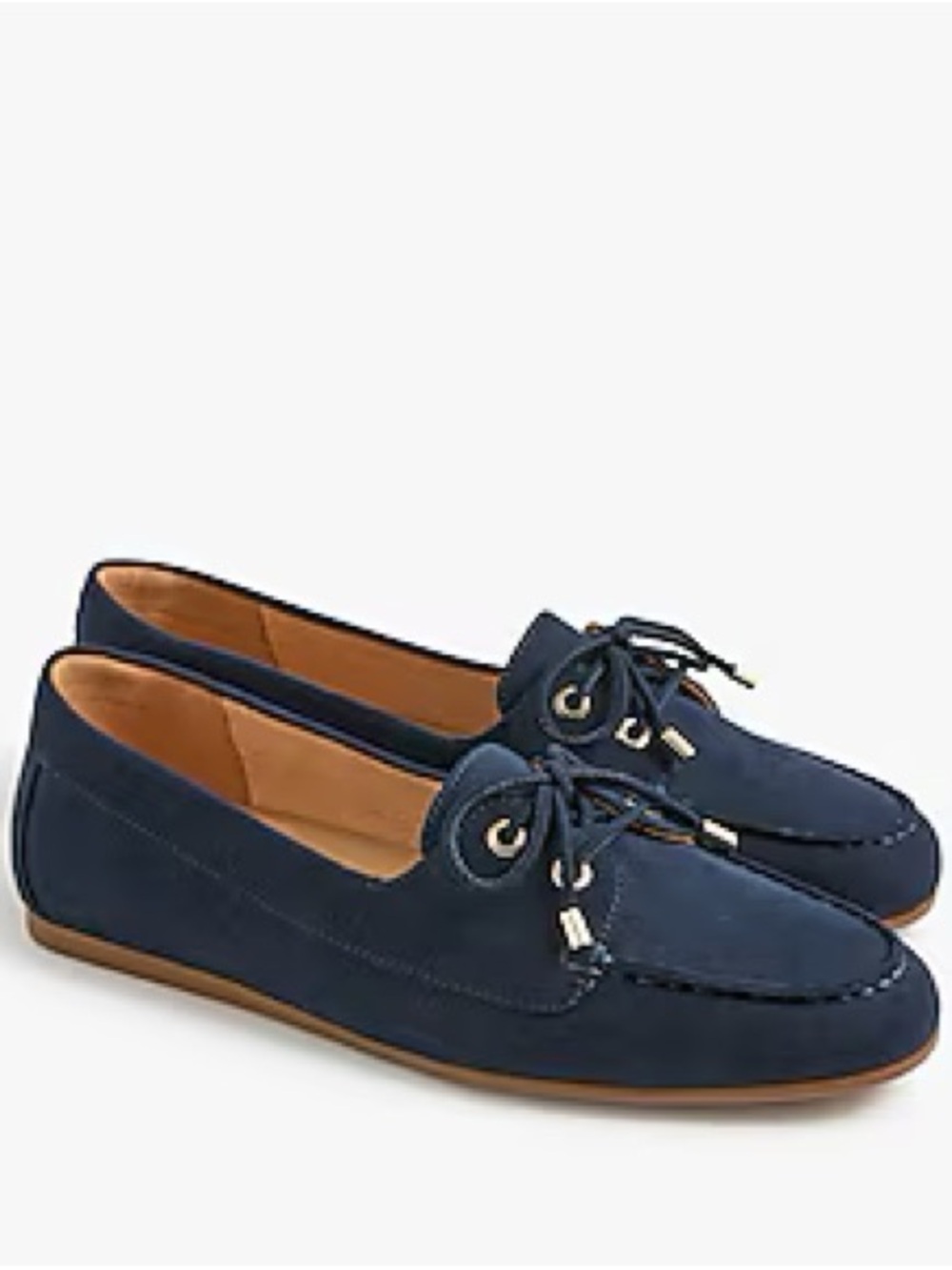 New J. Crew Women’s Alicia Vegan Suede Navy Blue Boat Shoes Loafers Sz 8 Classic